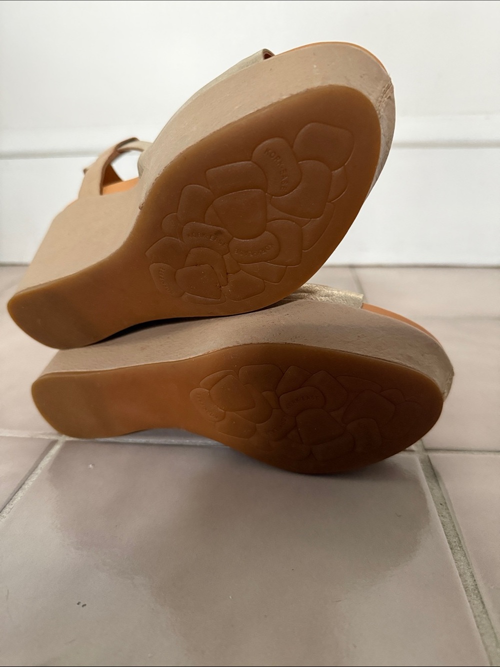 Kork-Ease Metallic Gold and Tan Wedge Sandals - Picture 5 of 6